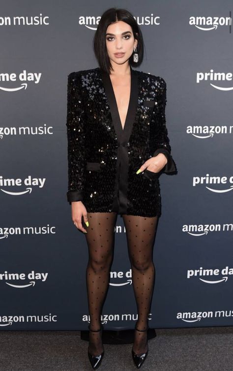 Black Sequin Blazer Outfit Party, Sequin Blazer Outfit, Black Sequin Blazer, Dua Lipa Concert, Black Homecoming Dress, Mnet Asian Music Awards, Sequin Blazer, Amazon Prime Day, Black Pantyhose