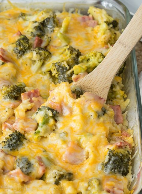 This Cheesy Leftover Ham and Rice Casserole recipe is a great way to use up some leftover Ham from the holidays! Plus you can easily substitute in leftover turkey or chicken too! Ham And Rice, Ham And Rice Casserole, Leftover Ham Casserole, Ham Casserole Recipes, Ham Dishes, Ham Casserole, Leftover Ham Recipes, Rice Casserole Recipes, Leftover Ham