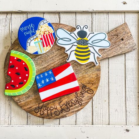 Happy Everything Mini Attachments Wooden Serving Boards, Mini Flags, Happy Everything, Fun Treats, About Time Movie, Wooden Board, Serving Board, Some Ideas, Family Gifts