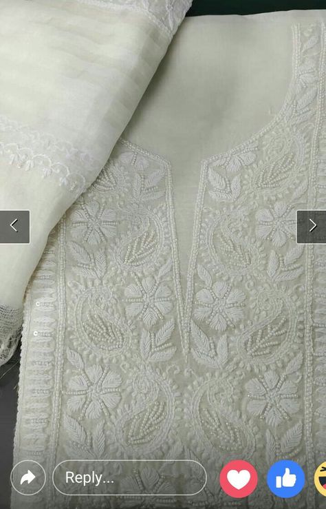 Lakhnowi Suits Design, Chikankari Design, Shadow Work Embroidery, Rice Stitch, Shadow Embroidery, Lucknowi Kurti, Embroidery Kurti, Chikankari Embroidery, Embroidery Stitches Beginner