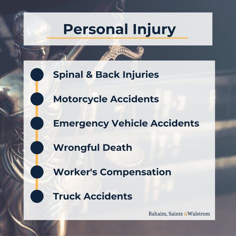 At Rahaim Saints & Walstrom, we offer a wide range of personal injury law services. Contact one of our Personal Injury Lawyers today for your free consultation. #lawyer #attorney #personalinjury #injury #lawfirm Lawyer Marketing, Jury Trial, Personal Injury Law, Back Injury, Personal Injury Lawyer, Medical Billing, Personal Injury, Free Consultation, Law Firm