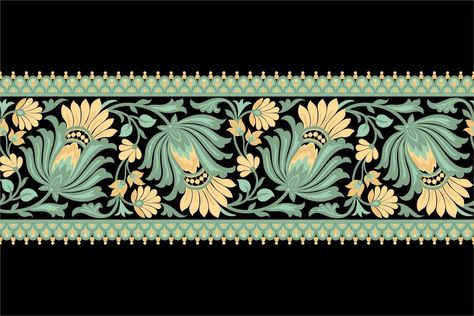 Digital Border Design, Bodhi Tree Art, Border Design Ideas, Ethnic Print Pattern, Digital Border, Mint Green Aesthetic, Weave Shop, Design Pattern Art, Botanical Flower Art