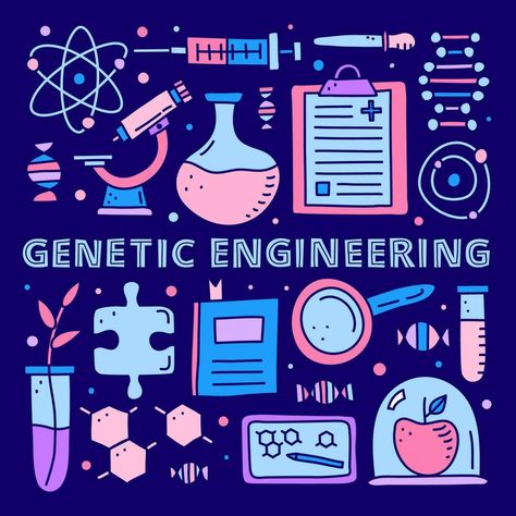 Poster with lettering and doodle genetic engineering icons. Genetic Engineering Poster, Genetic Engineering Aesthetic, Genetics Poster, Engineering Poster, Diy Phone Case Design, Word Poster, Genetic Engineering, Cityscape Photos, Biotechnology