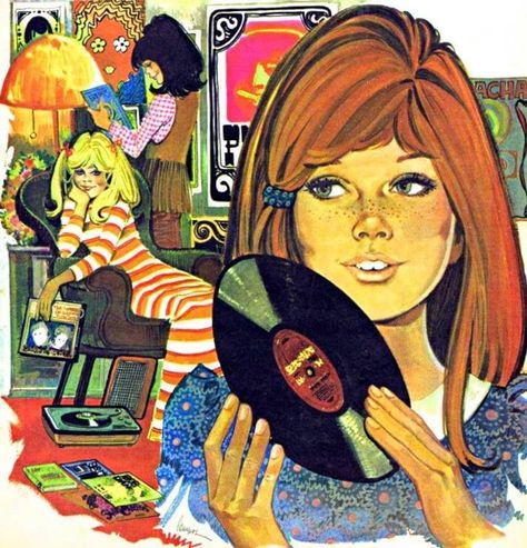 Sixties | Record party Postal Vintage, Retro Kunst, Rock N’roll, Illustration Vintage, Vintage Records, Art Pop, Retro Illustration, Vintage Vinyl, Retro Art