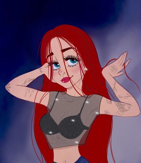 Princess Gone Bad, Redhead Characters, Disney Pop Art, Aesthetic Profile Picture Cartoon Soft, Cartoon Character Tattoos, Fashion Illustrations Techniques, Disney Princess Ariel, Pinturas Disney, Disney Princess Art