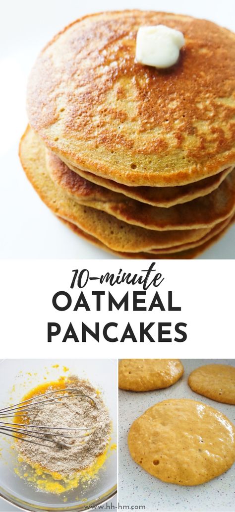 Easy and healthy oatmeal pancakes - great way to start your mornings! This easy healthy breakfast recipe is simple and loved by toddlers and grown-ups! All you need is a few simple ingredients and 10 minutes to make these delicious nourishing pancakes - oats, an egg, honey + some vanilla! These pancakes are flourless and sugar-free! Healthy Oatmeal Pancakes, Oatmeal Pancakes Easy, Oatmeal Pancakes Healthy, Vanilla Oatmeal, Oatmeal Healthy, Menu Sarapan Sehat, Healthy Breakfast Recipe, Easy Oatmeal, Healthy Breakfast Recipes Easy