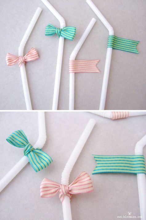 ribbonstrawtopper-4 Kid Diy, Diy Straw, Straw Toppers, Instagram Party, Party Projects, Party Straws, Hello Kitty Birthday, Pretty Party, Platform Game