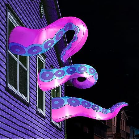 Joiedomi 3 Pcs Halloween Inflatable Giant Octopus Tentacle with Build-in LEDs Broke Out from Window, Blow Up for Halloween Window Decoration, Outdoor Yard Lawn Garden Holiday Party Decor Tentacle Decoration, Halloween Octopus, Halloween Blow Ups, Halloween Outdoor Decoration, Octopus Decor, Giant Octopus, Halloween Window Decorations, Yard Party, Octopus Tentacles