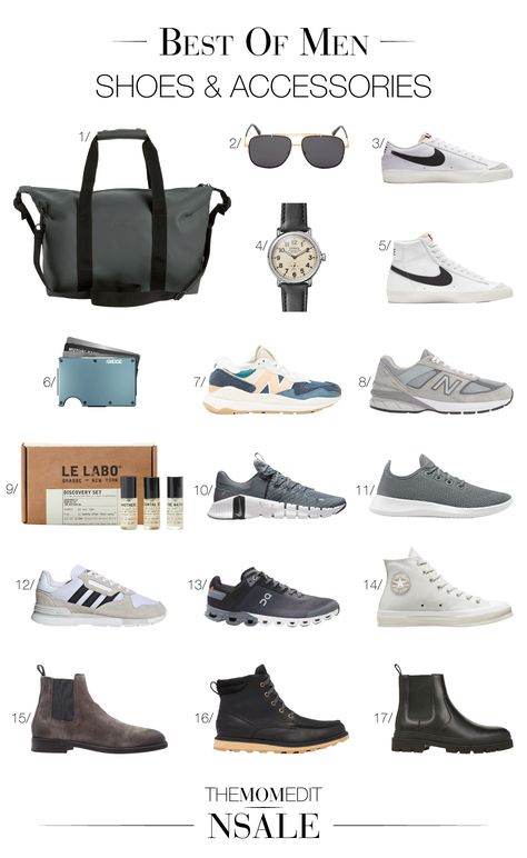 NSALE 2023 MUST-HAVES: MEN'S CLOTHING & ACCESSORIES | The men's clothing & accessories in the NSale are *good,* & I found the best tees, jackets, jeans, shoes & more from our go-to brands (New Balance, AllSaints, Sorel...). | #TheMomEditMens #MensClothing #MensAccessories #MensShirts #MensJackets #MensShoes #MensWorkoutClothes #MensSweaters #AllSaints #SorelBoots #NewBalanceSneakers Men Must Have Shoes, Essential Shoes Men, Men’s New Balance Shoes, New Balance Mens Outfit, Must Have Shoes For Men, Men Sneakers 2023, New Balance Outfit Men, Sorel Boots Outfit, Must Have Sneakers