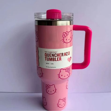 Limited Edition Hello Kitty Stanley Cup Tumbler 40 Oz Hello Kitty Stanley, Hello Kitty Stanley Cup, Sanrio Products, Toys Template, Hello Kitty Water Bottle, Secret Hideout, Kitty Pics, Bday List, Stanley Cups