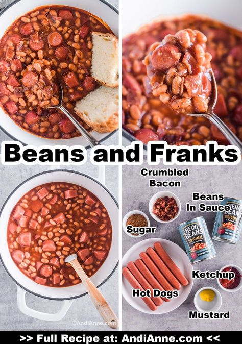 Chopped Hot Dog Recipes, Frank And Beans Recipe, Franks And Beans Recipe, Beenie Weenie Recipe, Beans And Franks Casserole, Beanies And Weenies Recipes, Beans And Franks Recipes, Beans And Weiners Recipes, Wieners And Beans