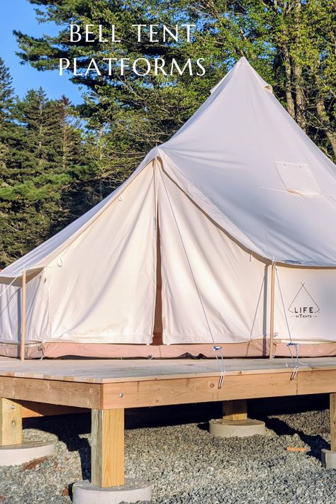 Tent Deck, Bell Tent Set Up, Glamping Tent, Bell Tent Interior, Canvas Tent Camping, Bell Tent Glamping, Tent Platform, Platform Deck, Yurt Tent