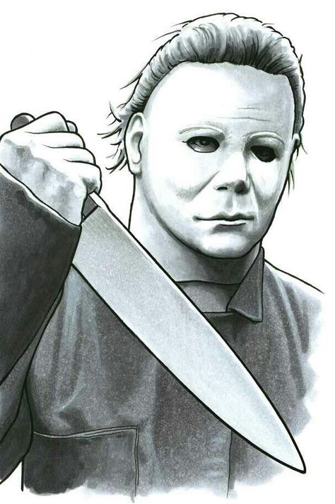 Michael Myers Drawing, Michael Myers Tattoo, Michael Meyers Halloween, Michael Myers Art, Horror Movie Tattoos, Scary Drawings, Horror Drawing, Movie Tattoos, Creepy Drawings