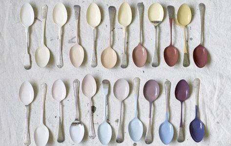 NEW Farrow & Ball colours – HomeShoppingSpy Painted Spoons, Things Organized Neatly, Paint Collection, Spoon Art, Creative Wall Art, Fired Earth, Truro, Favorite Paint, Home Goods Decor