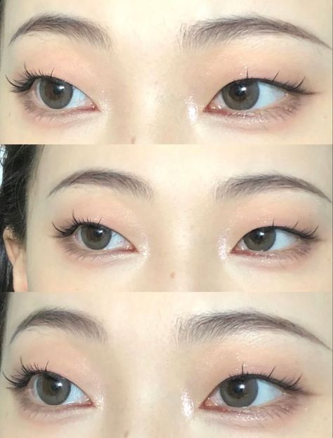 Pretty Makeup Tutorial, Korean Makeup Trends, Eye Aesthetic, Monolid Eye Makeup, Monolid Makeup, Monolid Eyes, Soft Makeup Looks, Doll Eye Makeup, Korean Eye Makeup