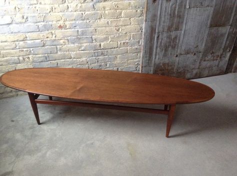 Mid Century Danish Modern  Surfboard Table - Modern Danish Coffee Table - Heritage Drexel Surfboard Table - Surboard Table - by DareToBeVintage on Etsy Surfboard Table, Surfboard Coffee Table, Danish Coffee Table, Mod Furniture, Hearth Room, Surfboard Design, Danish Furniture, Mid Century Mod, Table Modern