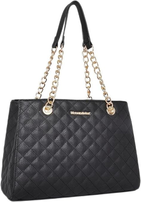 Amazon.com: Montana West Tote Bag for Women Quilted Handbags Hobo Shoulder Purse Satchel Black Christmas Gift MWC-040BK : Clothing, Shoes & Jewelry Hobo Tote Bag, Quilted Purses, Quilted Handbags, Quilted Totes, Large Shoulder Bags, Quilted Bag, Satchel Handbags, Chain Shoulder Bag, Tote Purse