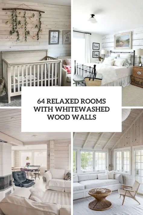 relaxed rooms with whitewashed wood walls cover Paneling Living Room, White Washed Wood Paneling, White Wash Wood Floors, Oak Floor Living Room, Wood Paneling Decor, Wood Paneling Living Room, White Wash Fireplace, Whitewashed Brick, Wood Wall Covering