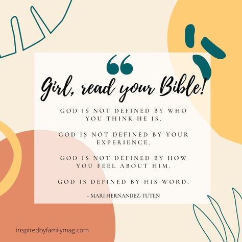 Girl Read Your Bible God is Not Defined By Your Experience Girl Read Your Bible, Everyday Schedule, Read Your Bible, Scripture Images, Girl God, God Forgives, Devotional Books, Scripture Reading, Prayer Board