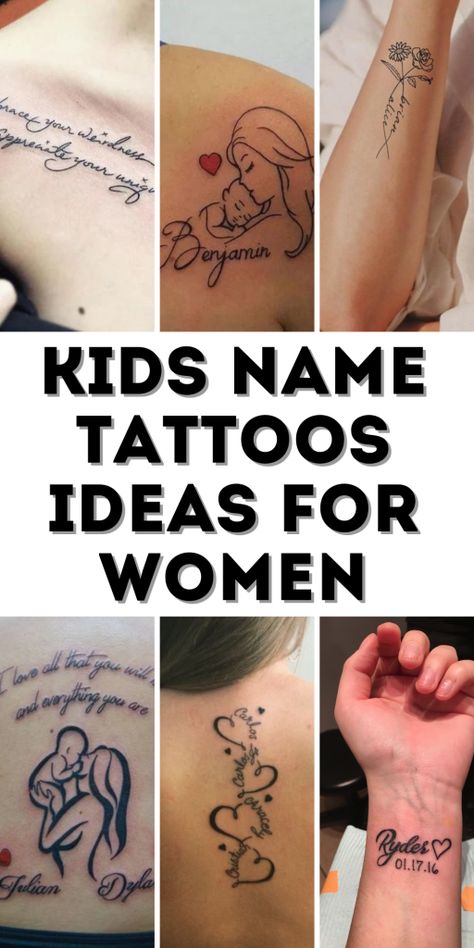 Tattoo Ideas For Granddaughter, Tattoo Ideas For Grandkids Names, Family Names Tattoo Ideas, Black Mother Daughter Tattoos, Tattoo Idea For Your Kids, Small Tattoos Representing Children, Daughters Name Tattoo Ideas Mothers, Tattoo Ideas For My Daughter, Kids Tattoos For Moms Unique