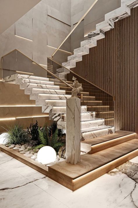 Staircase Under Space Ideas, Under Staircase Ideas Modern, U Shape Staircase Design, Tangga Aesthetic, Under Staircase Design, Decor Under Staircase, Stairs Interior Design, Staircase Glass Design, Internal Staircase