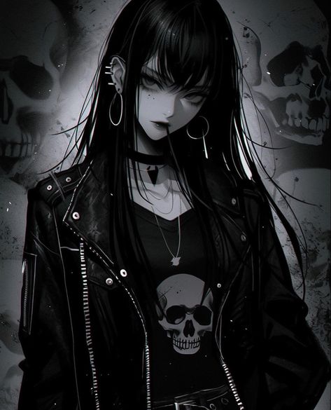 Wallpaper Punk, Gothic Girl Art, Anime Goth, Dark Elegance, Emo Art, Wallpapers Desktop, Gothic Anime, New Rock, Digital Art Anime