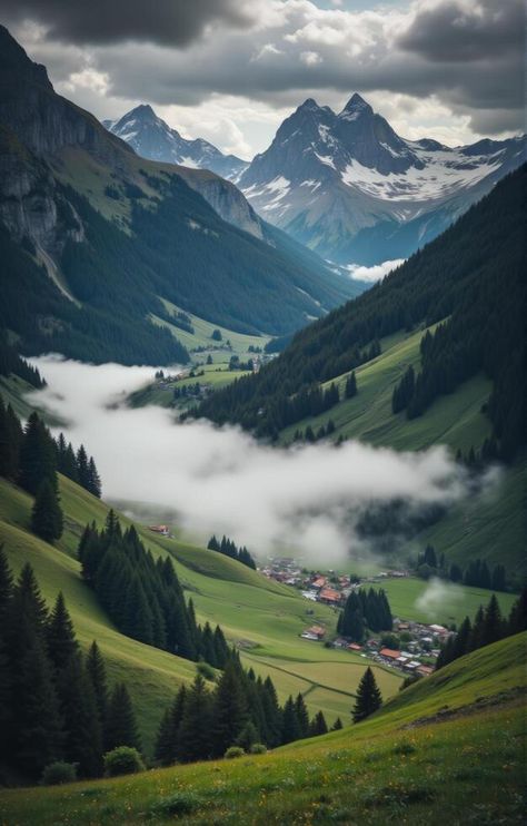 a valley with mountains and clouds in the background Horizon Landscape, Tree Saw, Cityscape Photos, Logo Banners, Nature Backgrounds, Background Banner, Travel Lifestyle, Business Travel, Landscape Photos