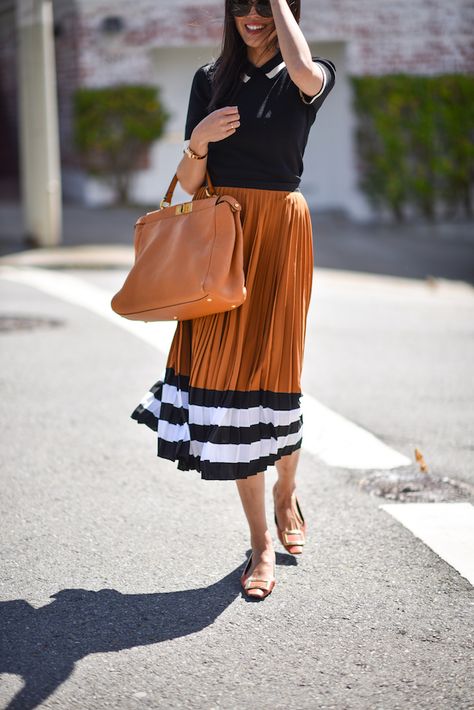 Striped skirt outfit