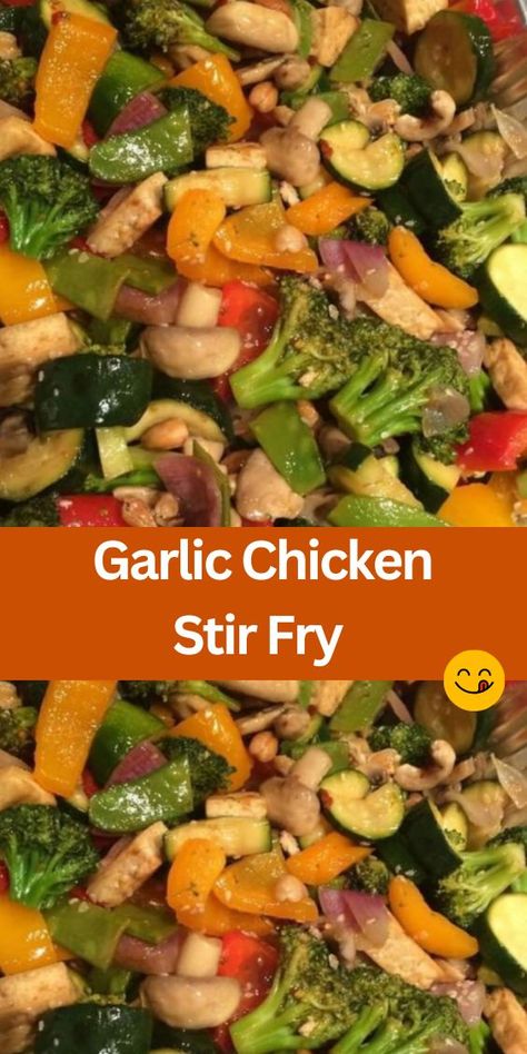 Garlic Chicken Stir Fry is a quick and easy dish that packs a punch of flavor while being healthy and satisfying. With tender chicken, crisp vegetable... Chicken And Zucchini Stir Fry, Garlic Chicken Stir Fry With Vegetables, Chicken Stirfry Easy Recipe, Asian Chicken And Vegetables Stir Fry, Chicken Veggie Stir Fry Healthy, Chicken Vegetable Stir Fry Healthy, Chicken Stir Fry With Vegetables, Chicken Snd Brocoli Stir Fry, Chicken Vegetable Stir Fry