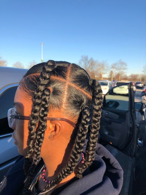 Four Plats Hairstyle, Four Plaits Black Hair, Plats Hairstyles, Hair Like Wool, Hair Twists Black, Cornrow Hairstyles For Men, Kids Curly Hairstyles, Octopus Plush, Cute Box Braids Hairstyles