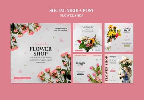 Flower Shop Social Media Post, Flower Shop Instagram, Shop Banner Design, Perfume Quotes, Wrap Flowers, Gradient Color Design, Flower Store, How To Wrap Flowers, Instagram Layout