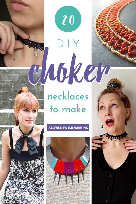 Bring it back to 1995 with these DIY choker necklace tutorials! Diy Choker Necklace Tutorials, Necklaces To Make, Diy Choker Necklace, Diy Statement Necklace, Diy Choker, Necklaces Ideas, Dainty Diamond Necklace, Beading Patterns Free, Necklace Tutorial