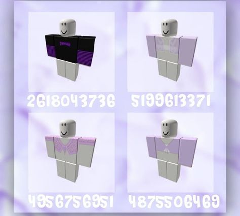 Roblox Purple Clothes Codes, Brookhaven Purple Outfit Codes, Bloxburg Accessories, Accessory Codes, Soft Aesthetic Outfits, Anime Pants, Bloxburg Clothes, Bloxburg Outfits, Purple Y2k