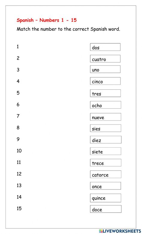 Spanish Numbers 1-20 Worksheet, Spanish Numbers Worksheet, Preschool Spanish Lessons, Flashcard Maker, Preschool Spanish, Spanish Numbers, Classroom Preparation, Multi Step Equations, Numbers Worksheet