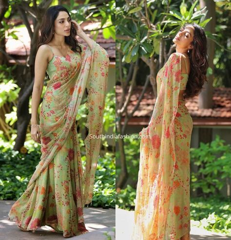 Sobhita Dhulipala Outfits, Sobhita Dhulipala Saree, Anita Dongre Saree, Abstract Saree, Shobhita Dhulipala, Saree Shoot, Sobhita Dhulipala, Floral Sarees, Tissue Sarees