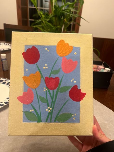 Small Simple Canvas Paintings, Painting Ideas On Canvas Flowers Easy, Painting Inspo Easy Aesthetic, Easy Fun Painting Ideas On Canvas, Cute Easy Canvas Painting Ideas, Simple Flower Painting Easy, Aesthetic Simple Paintings, Ideas De Pinturas Aesthetic, Cute Simple Canvas Paintings