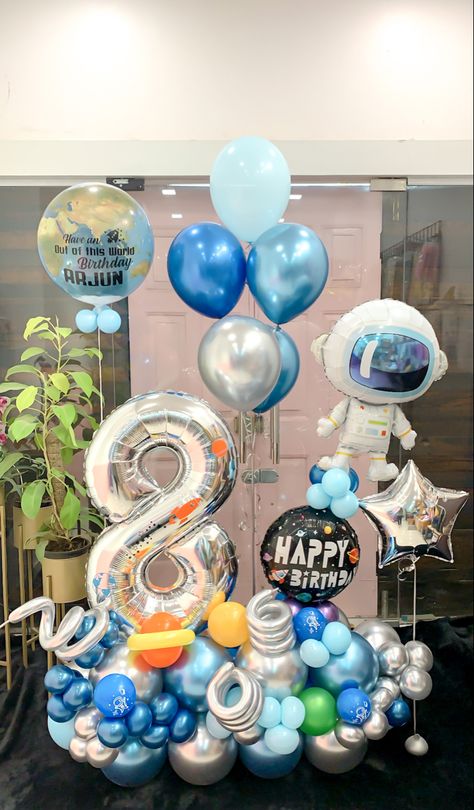 Space Theme Party, Birthday, Balloon Backdrop, Decor, Balloon Bouquet, Unique Balloons, Personalised Balloons, Astronaut Space Theme Balloon Bouquet, Space Balloon Bouquet, Airplane Bouquet, Airplane Birthday Decorations, Bouquet Balloons, Astronaut Balloon, Airplane Birthday Party Decorations, Balloon Tower, Astronaut Party