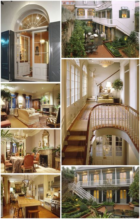 BUYER: Angelina Jolie and Brad PittLOCATION: French Quarter, New Orleans, LAPRICE: $3,750,000 (list)SIZE: 7,435 square feet, 6 bedrooms, 4.5 baths in the main housePROPERTY DESCRIPTION: Exquisite h… French Quarter Decor, New Orleans Mansion, New Orleans Decor, New Orleans Architecture, Louisiana Homes, River Cottage, New Orleans French Quarter, Deco Studio, Upstairs Hallway