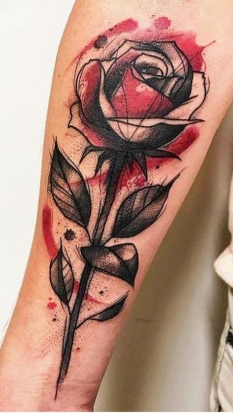 Black And Red Rose Tattoo, Red Roses Tattoo, Black Red Tattoo, Owl Painting Acrylic, Tatoo Rose, Cover Up Tattoos For Men, Watercolor Rose Tattoos, Mama Tattoo, American Traditional Tattoo Ideas