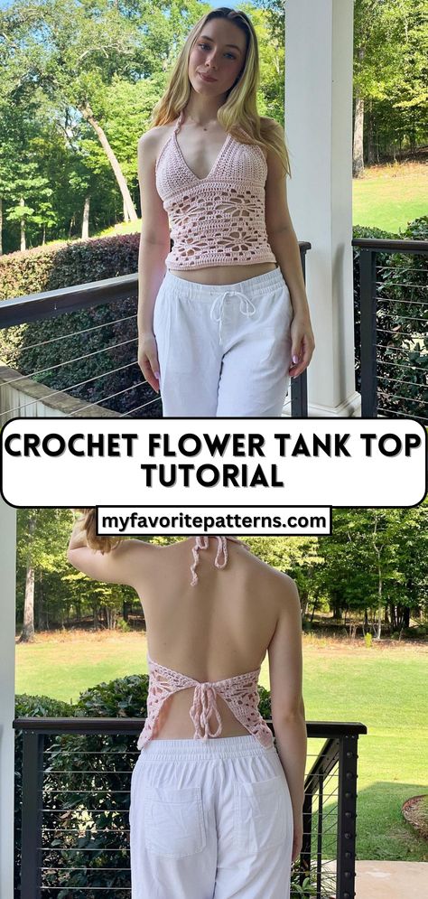 Crochet Flower Tank Top Tutorial Tank Top Tutorial, Flower Crochet Top, Crochet Tank Top Free, Flower Tank Top, Crochet Tank Tops, Tank Top Pattern, Your Crochet, Crochet Tank Top, Crochet Tank