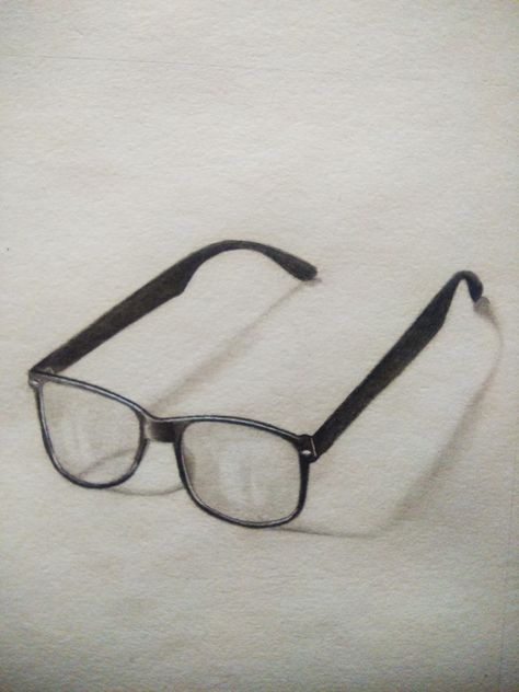 Eyeglasses Drawing Reference, Realistic Sketches Objects, Drawing Of Glasses, Sunglasses Drawing Reference, Eyeglasses Drawing, Easy Realistic Drawings, How To Draw Glasses, Glasses Sketch, Glasses Drawing