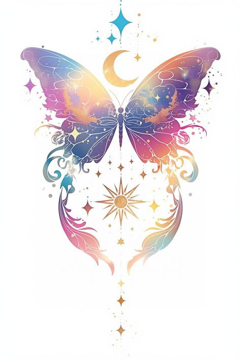 Fantasy Butterfly Art, Aesthetic Butterfly Tattoo, Butterfly Illustration Art, Tattoo Design Ideas For Women, Soul Logo, Flower Templates Printable Free, Tattoo Stencil Designs, Butterfly Meaning, Butterfly Tattoo Design