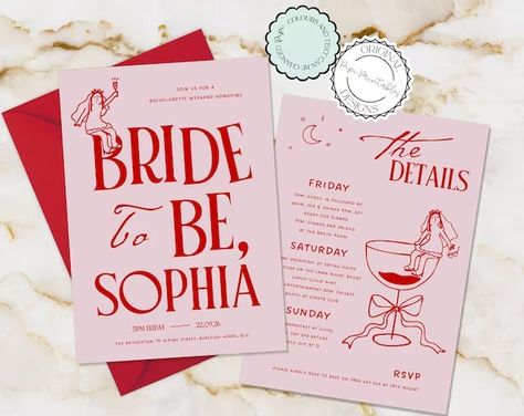 PipiPrintables - Etsy Hen Party Invitations For Bride, Bachlorette Party Inspiration, Bachelorette Party Template, Hen Do Invite For Bride, Hen Party Itinerary Template, Hen Party Invite For Bride, Hen Do Stationery, Hen Do Invitations, Hens Party Invite