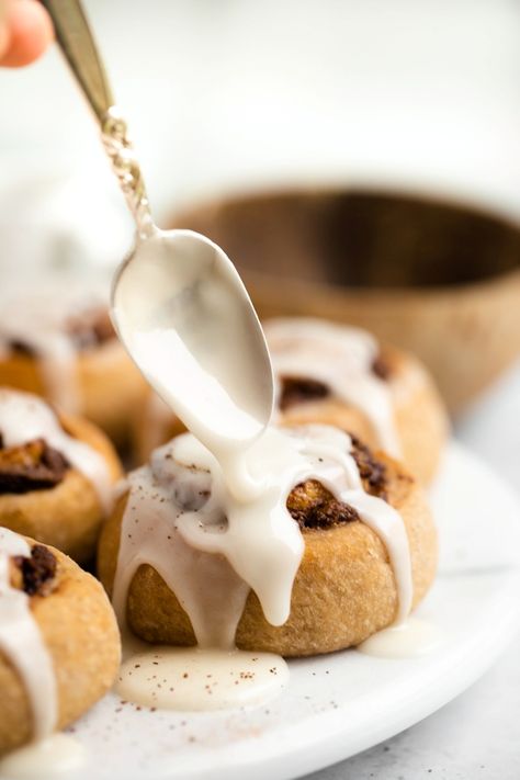 Vegan Cinnamon Rolls With Cream Cheese Icing - The Vegan 8 Cinnamon Rolls And Cream, Vegan Cream Cheese Icing, Cinnamon Rolls With Cream Cheese, Cinnamon Rolls With Cream, Walnut Butter, Vegan Cinnamon Rolls, Cream Cheese Glaze, Vegan Cream, Vegan Cream Cheese