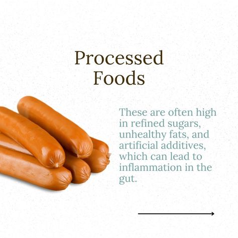 Certain foods can worsen gut inflammation, so it’s important to be mindful of what might be triggering your symptoms. 🛑⁠ ⁠ Processed foods, sugars, gluten, and alcohol can irritate the gut lining and disrupt the balance of good bacteria, leading to discomfort, bloating, and inflammation. But don’t worry—there are steps you can take to address it!⁠ ⁠ Improving gut health begins with choosing foods that support digestion and reduce inflammation. This includes fiber-rich fruits and veggies, heal... Full Day Of Eating Gut Health, Heal Gut Lining, Gut Health Infographic, Signs Of Poor Gut Health, Gut Inflammation, Why Is Gut Health Important, Fiber Rich Fruits, Functional Medicine, Reduce Inflammation