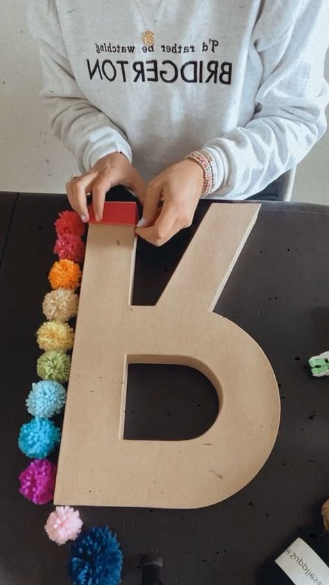 Letters Wrapped In Yarn, Yarn Wrapped Letters, Yarn Letters, Cardboard Letters, Beach Tan, Rainbow Beach, Canvas Letters, Diy Yarn, Instagram Diy