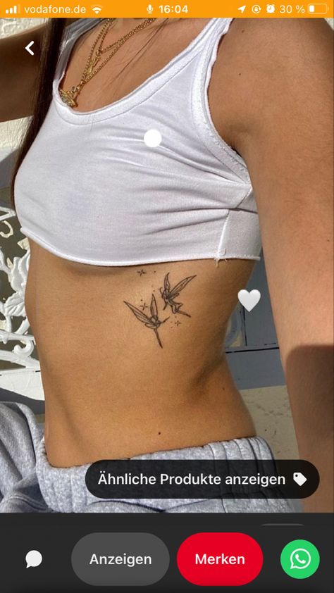 Fairy Tattoo Side Rib, Fairy Tattoo Ribs, Tattoo On Lower Stomach, Front Rib Tattoo, Cute Rib Tattoos, Upper Stomach Tattoos, Rib Tattoos For Women Side Tat Ideas, Side Tattoos Women Ribs, Ribcage Tattoos For Women