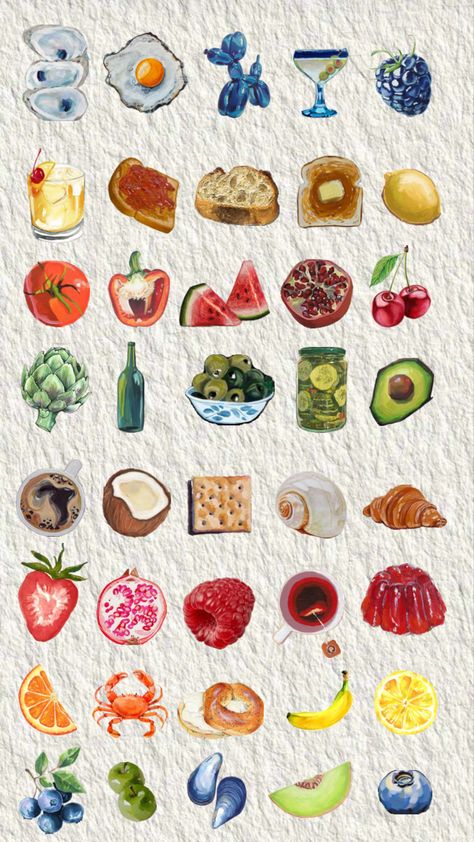 #food #painting #colors Food Collage, Painting Colors, Pottery Painting Designs, Keramik Design, Food Painting, Pop Art Wallpaper, Art Collage Wall, Cute Wallpaper Backgrounds, Pottery Painting