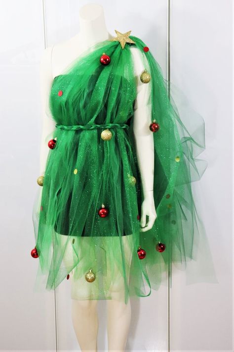 Natal Outfit, Grinch Play, Geek Outfit, Fairy Costume Women, Ugly Christmas Sweater Outfit, Brooch Scarf, Christmas Costumes Women, Christmas Tree Costume, Christmas Party Fashion