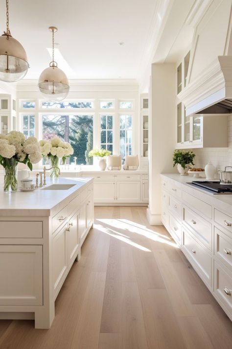 Light Hardwood, Light Hardwood Floors, Dream Kitchens Design, Kitchen Inspiration Design, White Kitchen Cabinets, Large Kitchen, House Flooring, White Cabinets, Pros And Cons